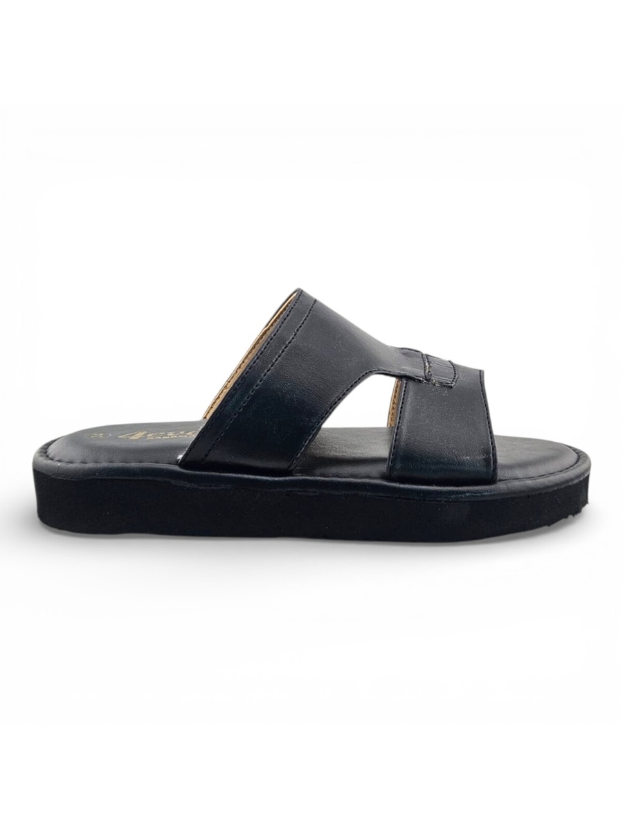 Boys Black Open Toe Soft Slippers