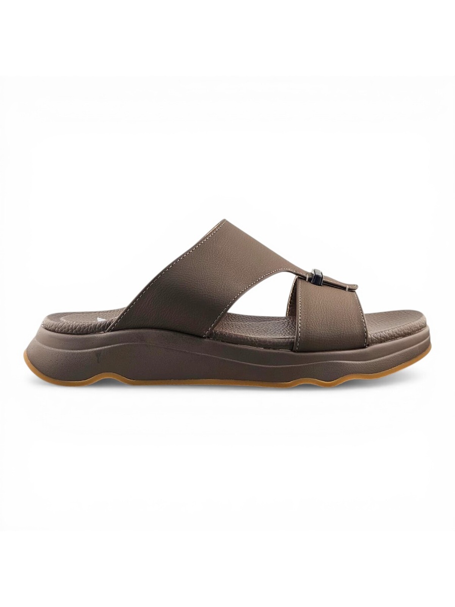 Men Khaki Leather Casual Sandals