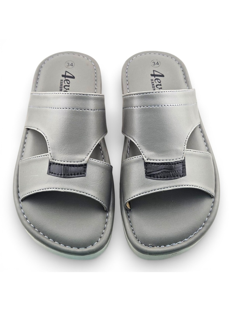 Boys Grey Open Toe Soft Slippers