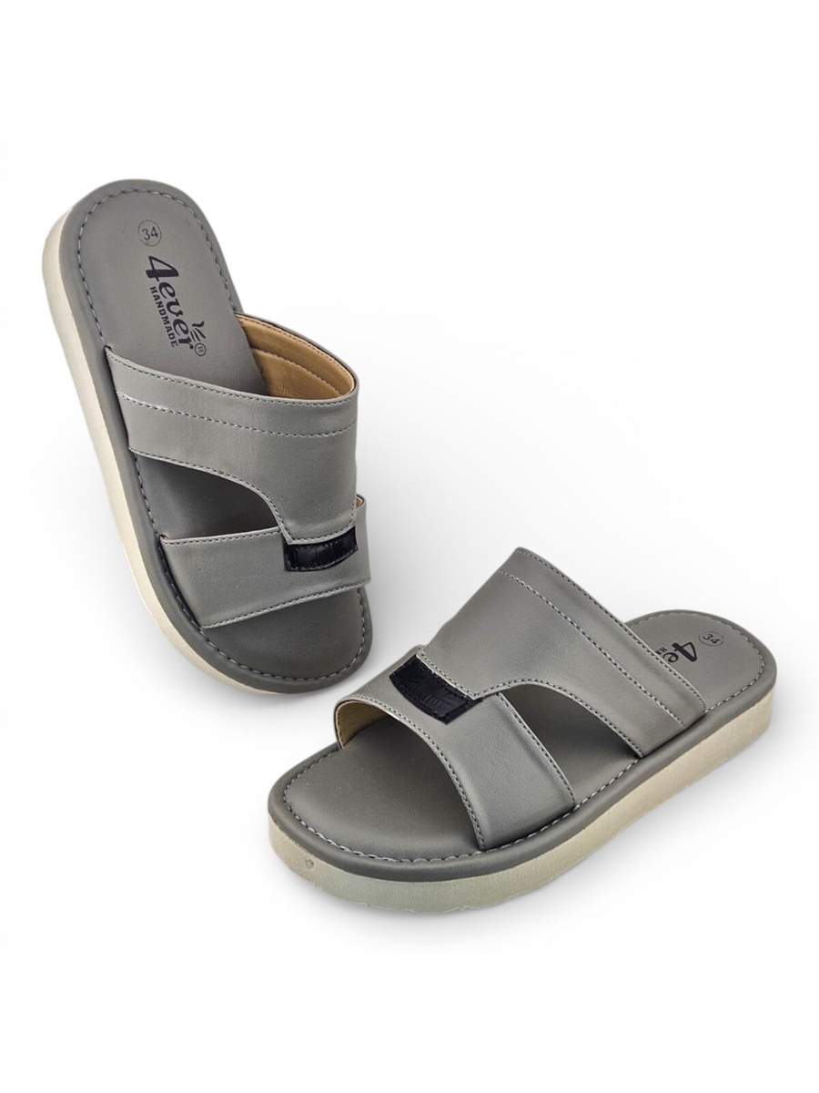 Boys Grey Open Toe Soft Slippers