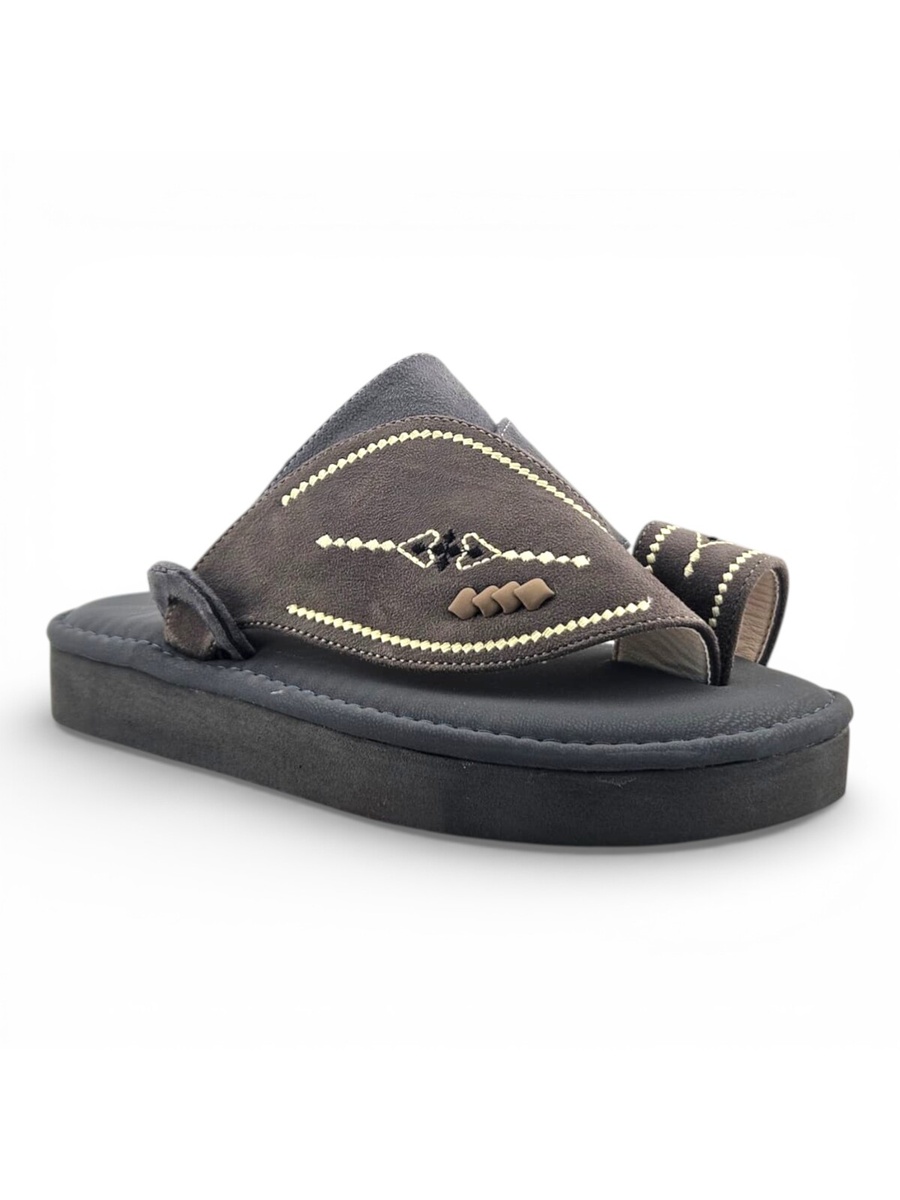 Boys Olive Emboridered Strap Comfort Arabic Slippers