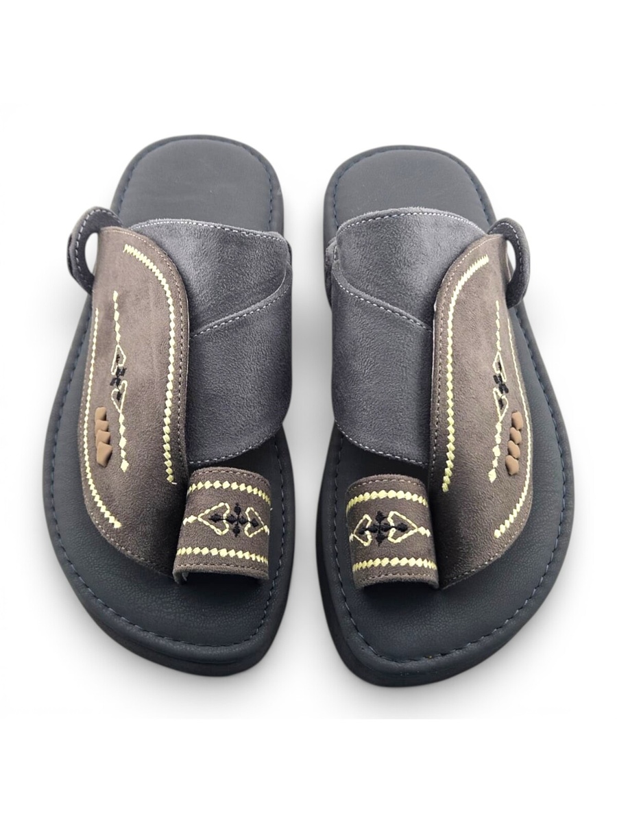 Boys Olive Emboridered Strap Comfort Arabic Slippers