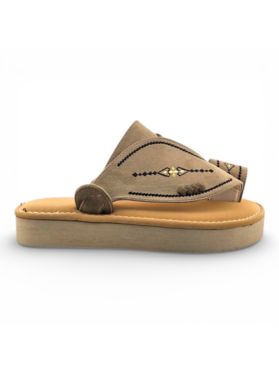 Boys Brown Embroidered Strap Arabic Slippers