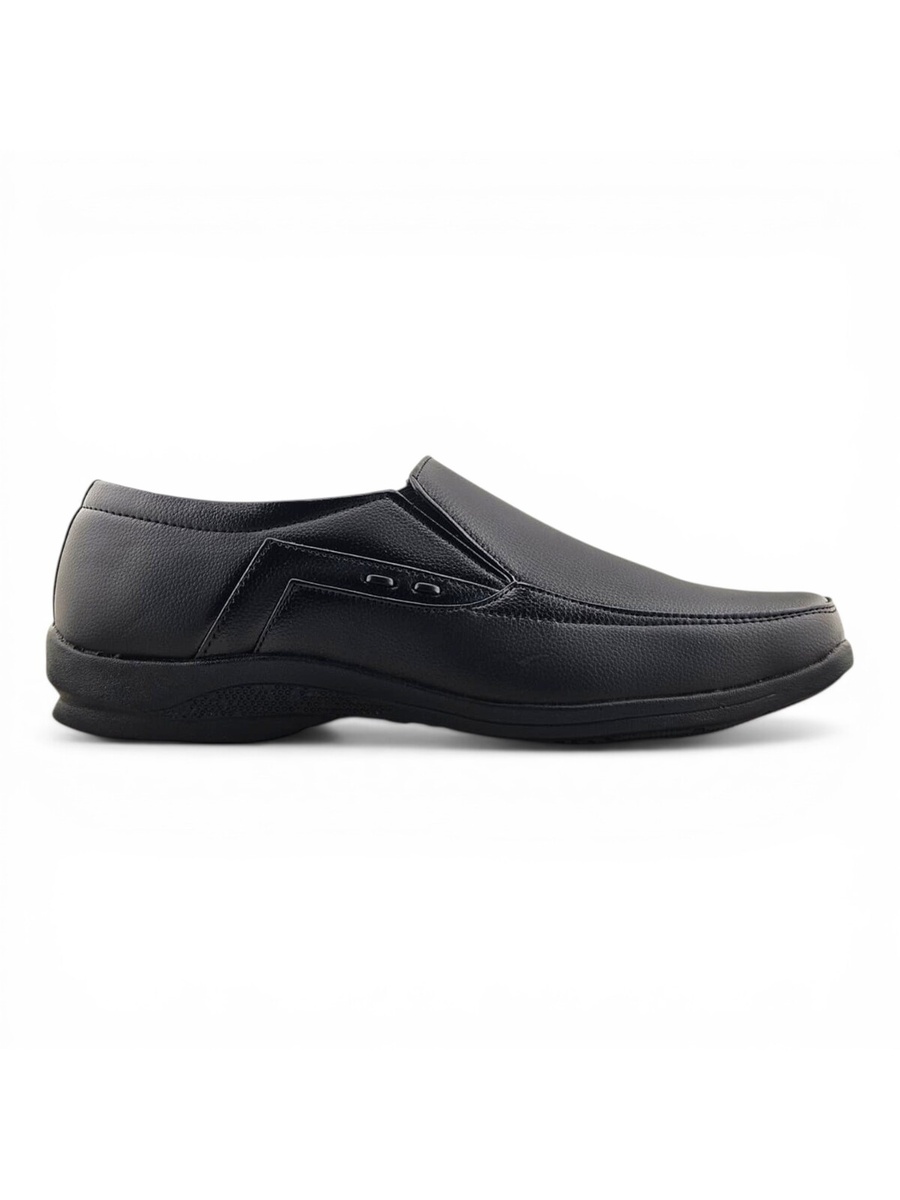 Men Black Leather Slip-On Loafers