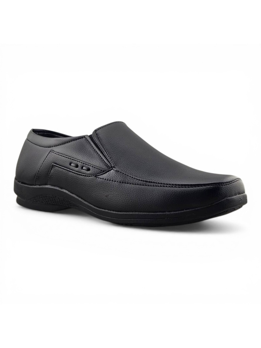Men Black Leather Slip-On Loafers