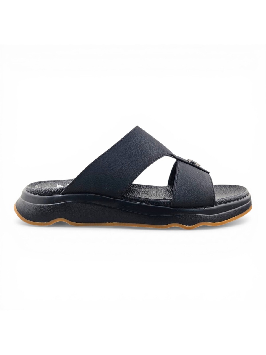 Men Black Leather Casual Sandals