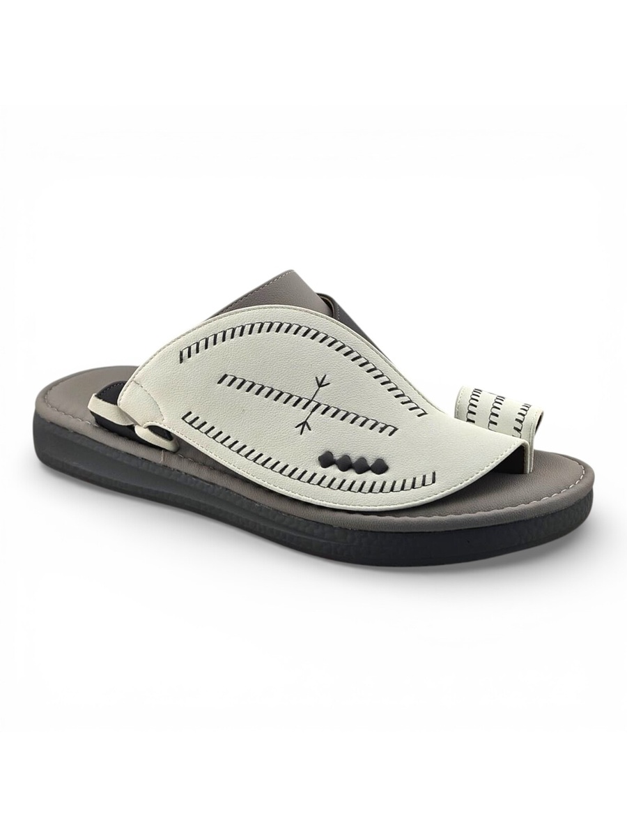 Men White and Grey Comfort Thong Sandals