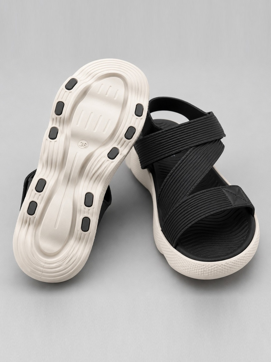 Men Black Comfort Strap Sandals