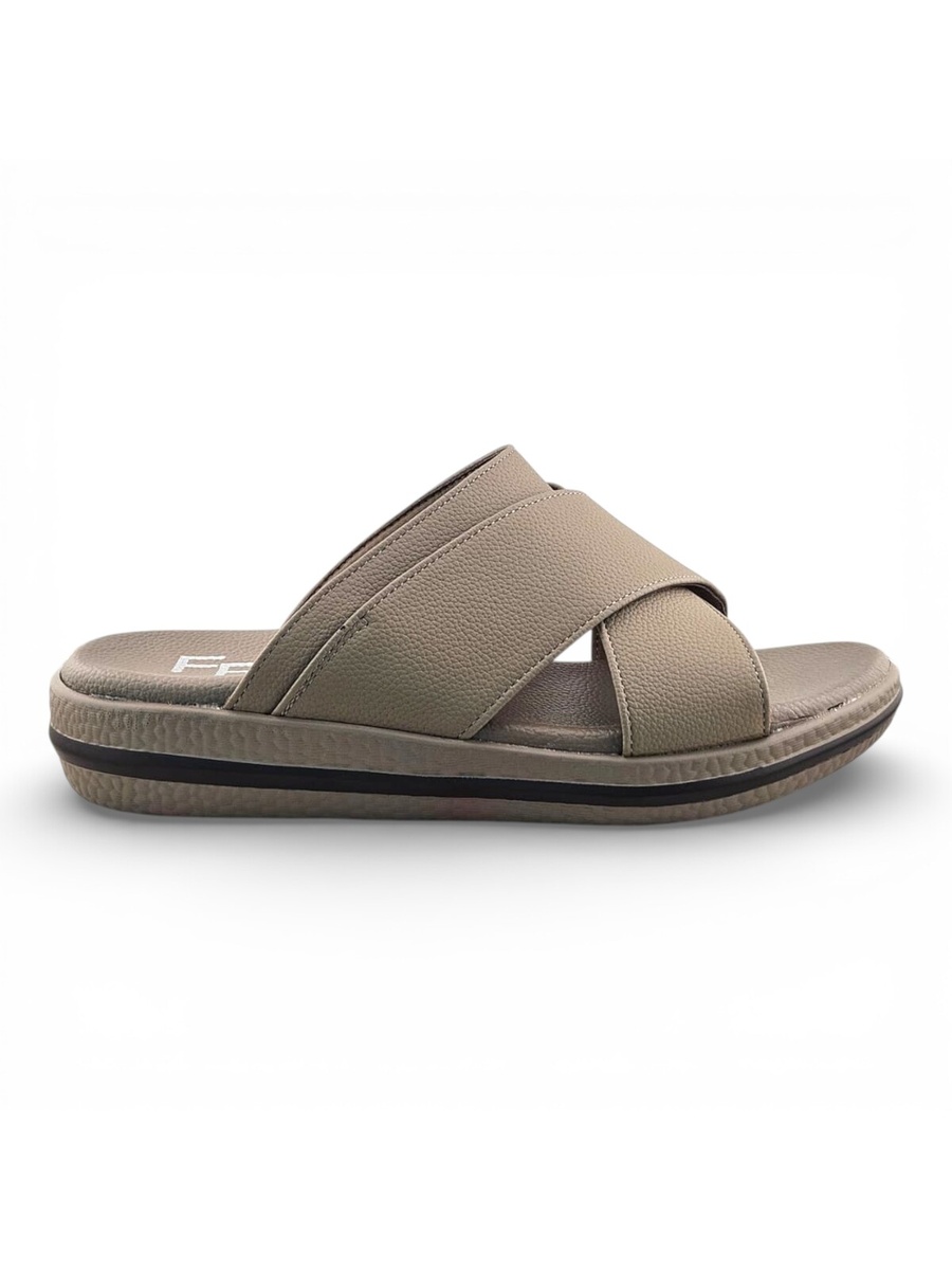 Men Grey Comfort Cross-Strap Sandals