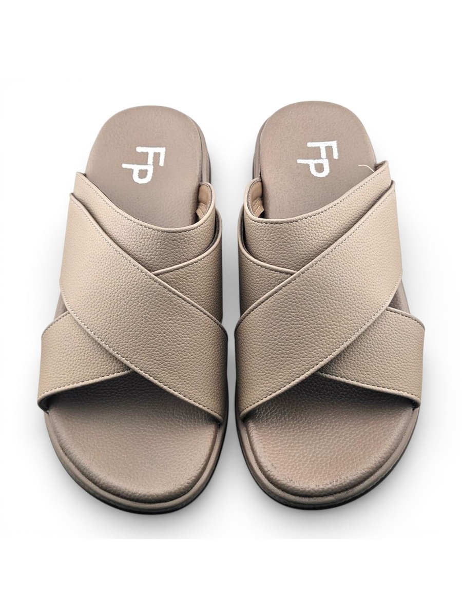Men Grey Comfort Cross-Strap Sandals
