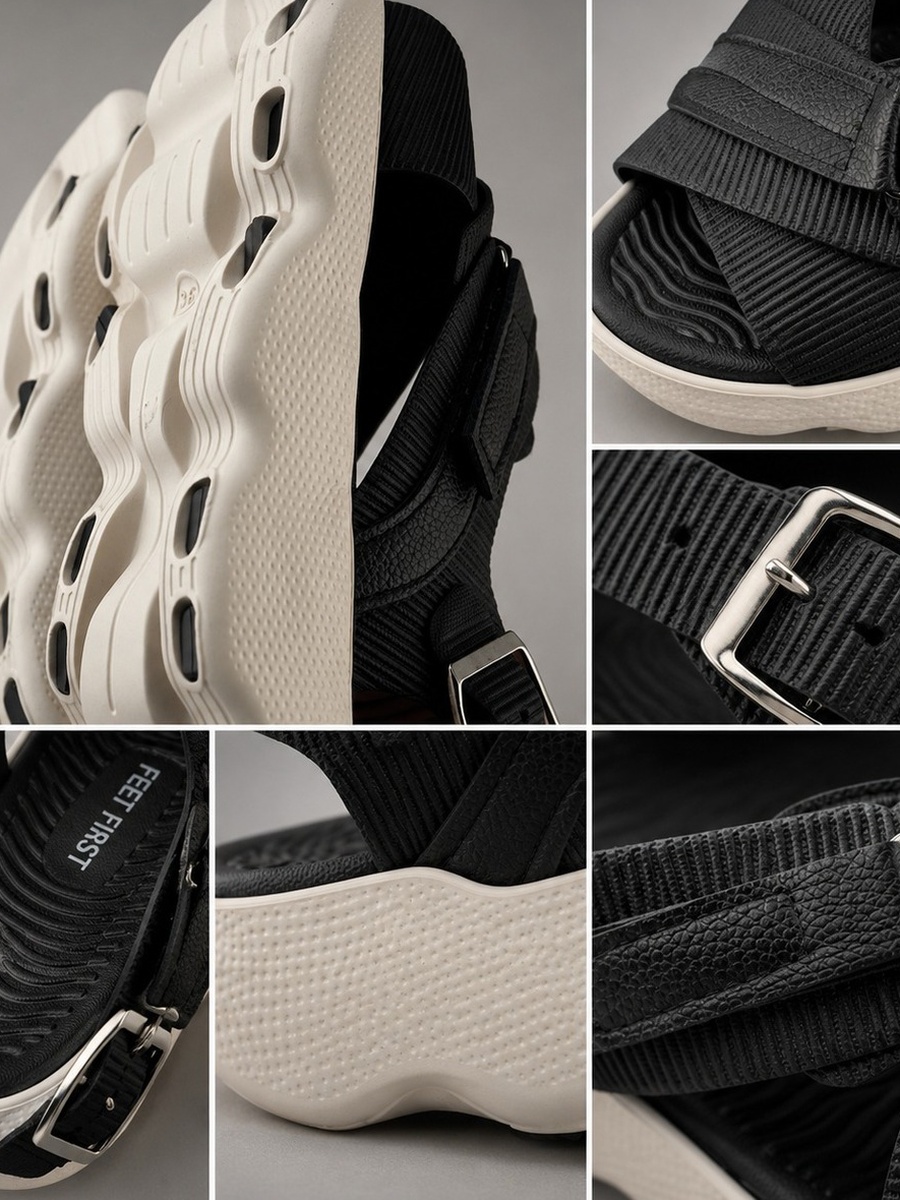 Men Black Comfort Strap Sandals