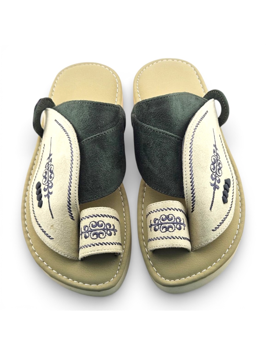 Boys Cream Toe-Post Comfort Arabic Slippers