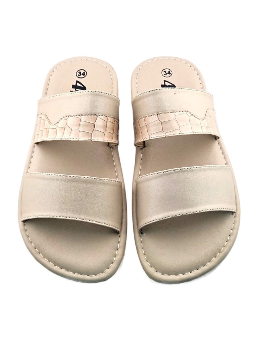 Boys Cream Dual Band Soft Slippers