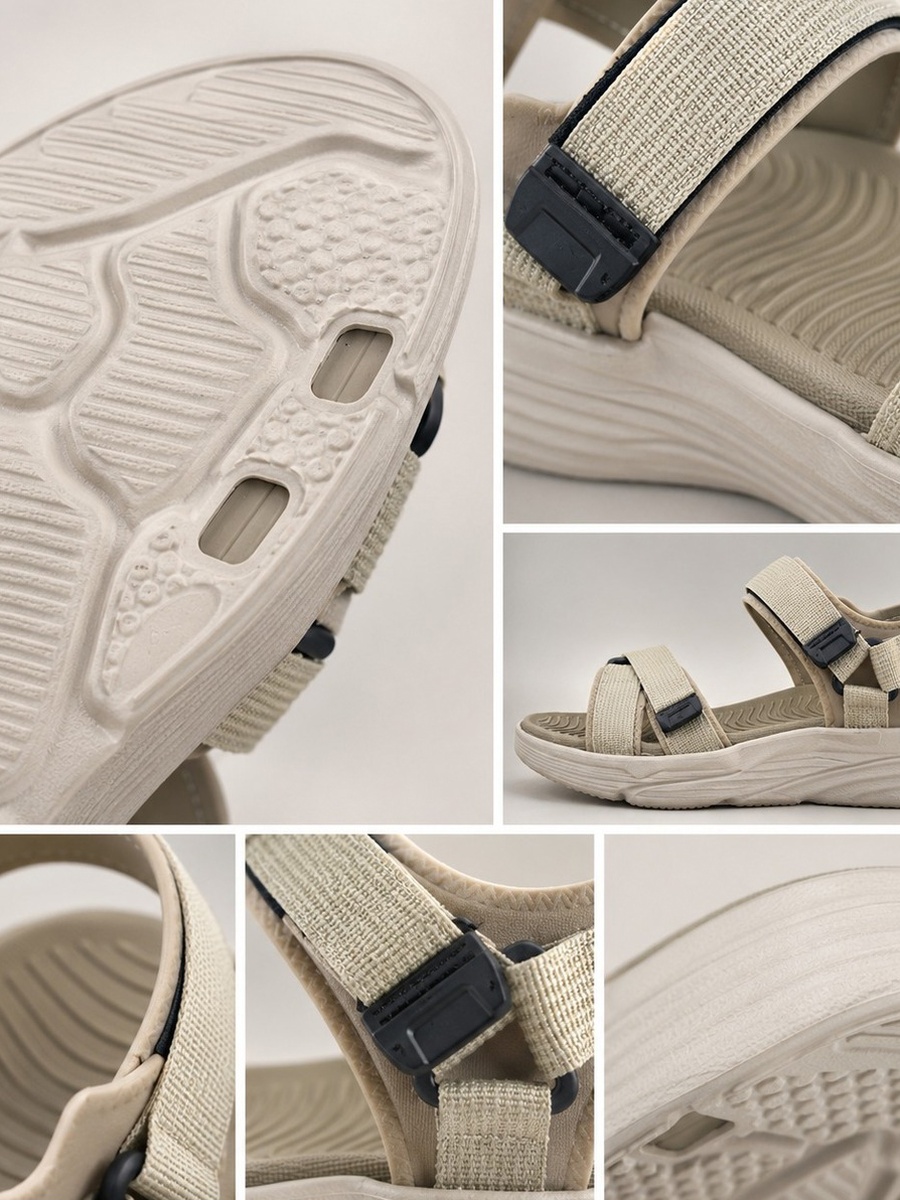 Men Khaki Adjustable Strap Comfort Sandals