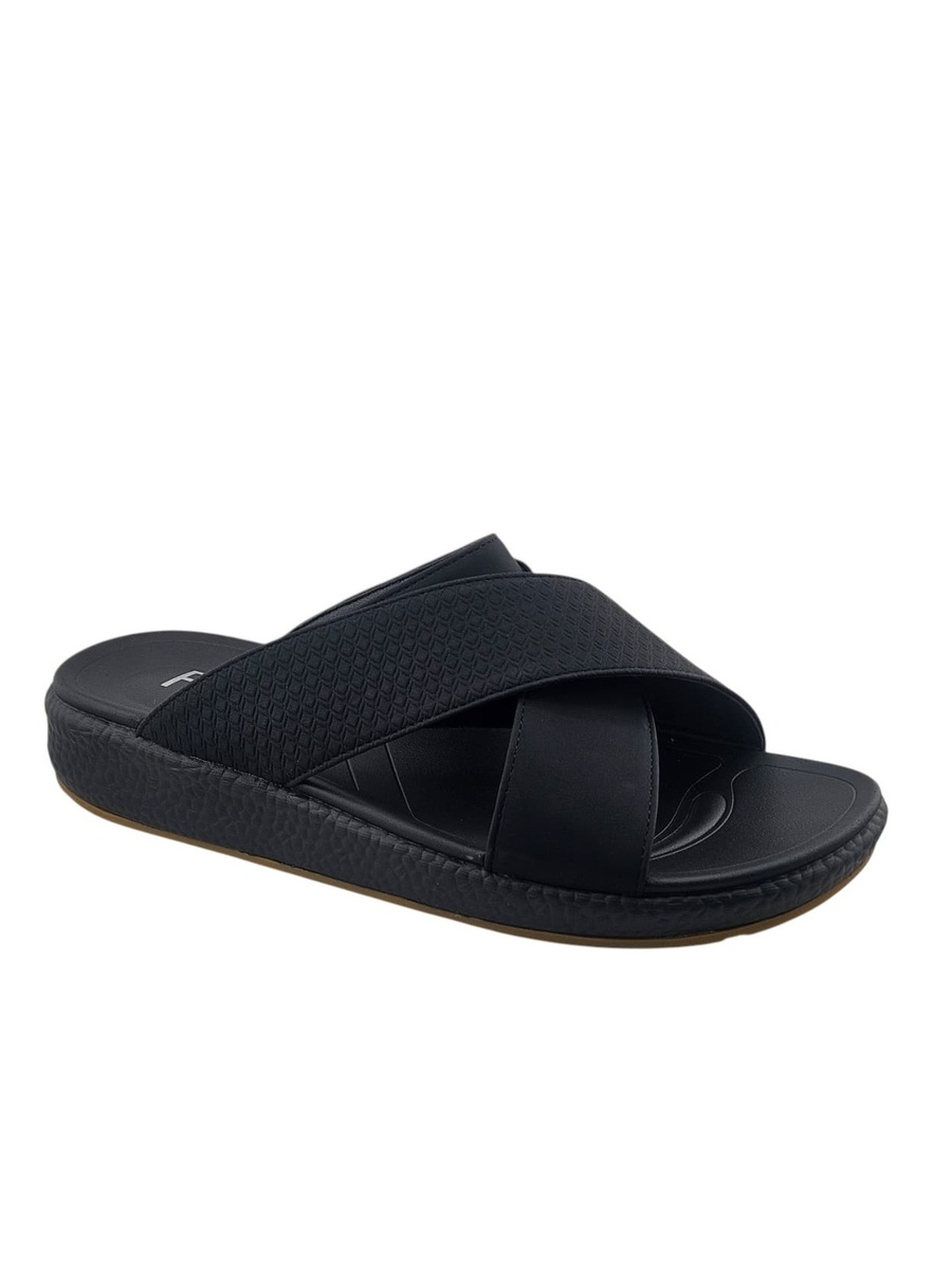 Men Black Cross-Strap Arabic Sandals
