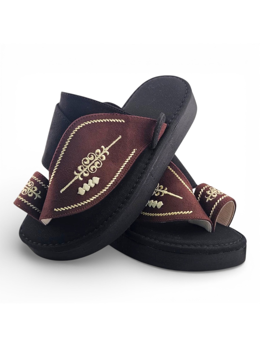 Boys Brown Toe-Post Comfort Arabic Slippers