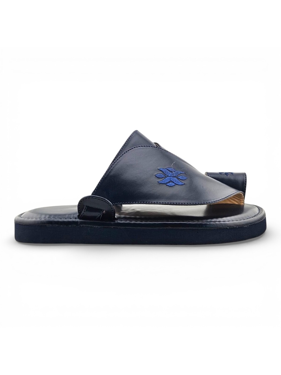 Men Navy Blue Leather Arabic Sandals