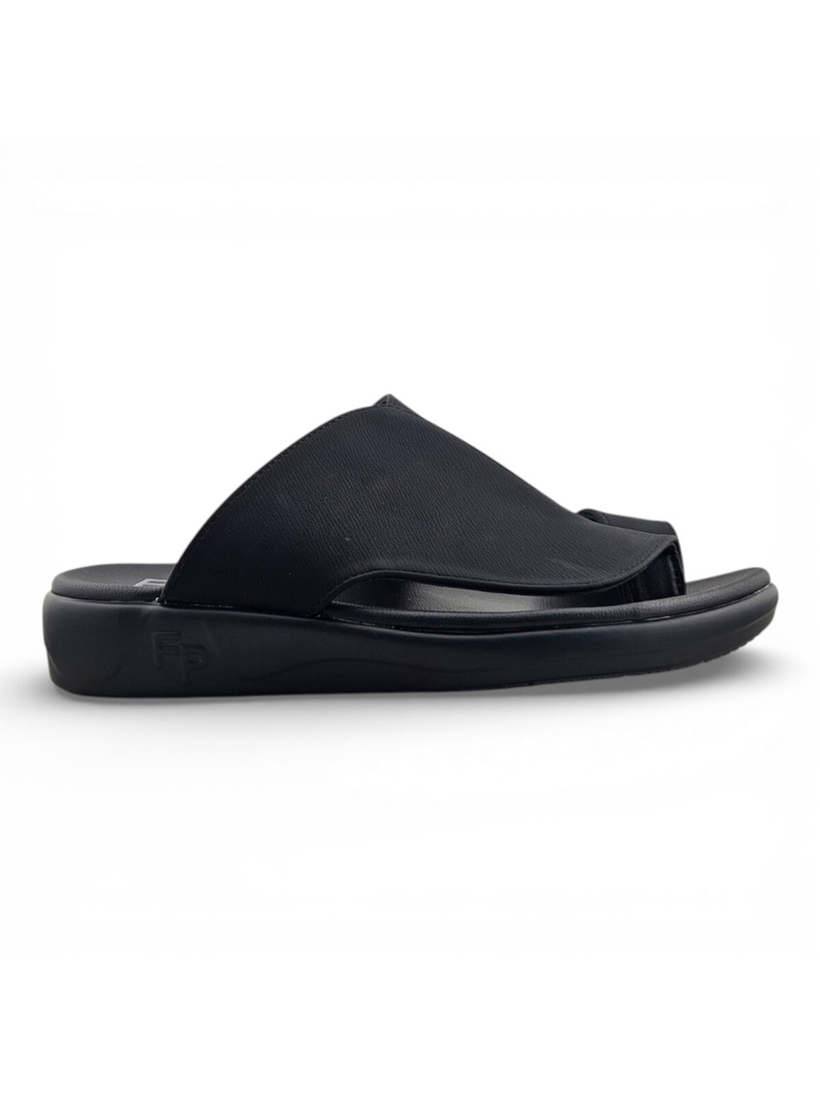 Men Black Leather Comfort Sandals