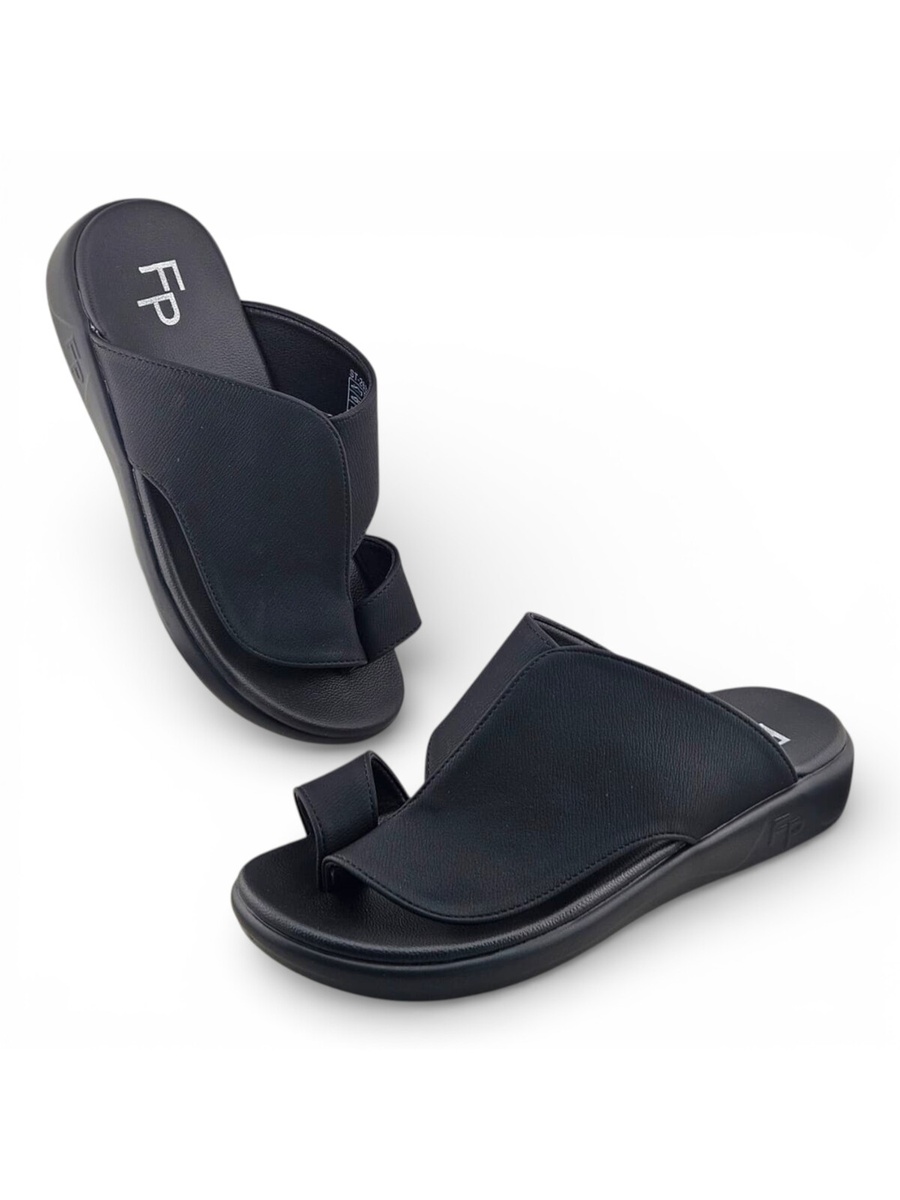 Men Black Leather Comfort Sandals