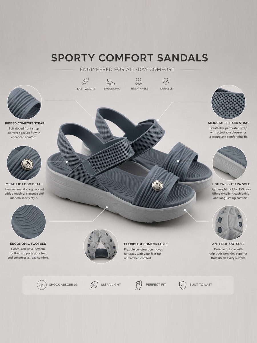 Grey Men Casual Comfort Sandals