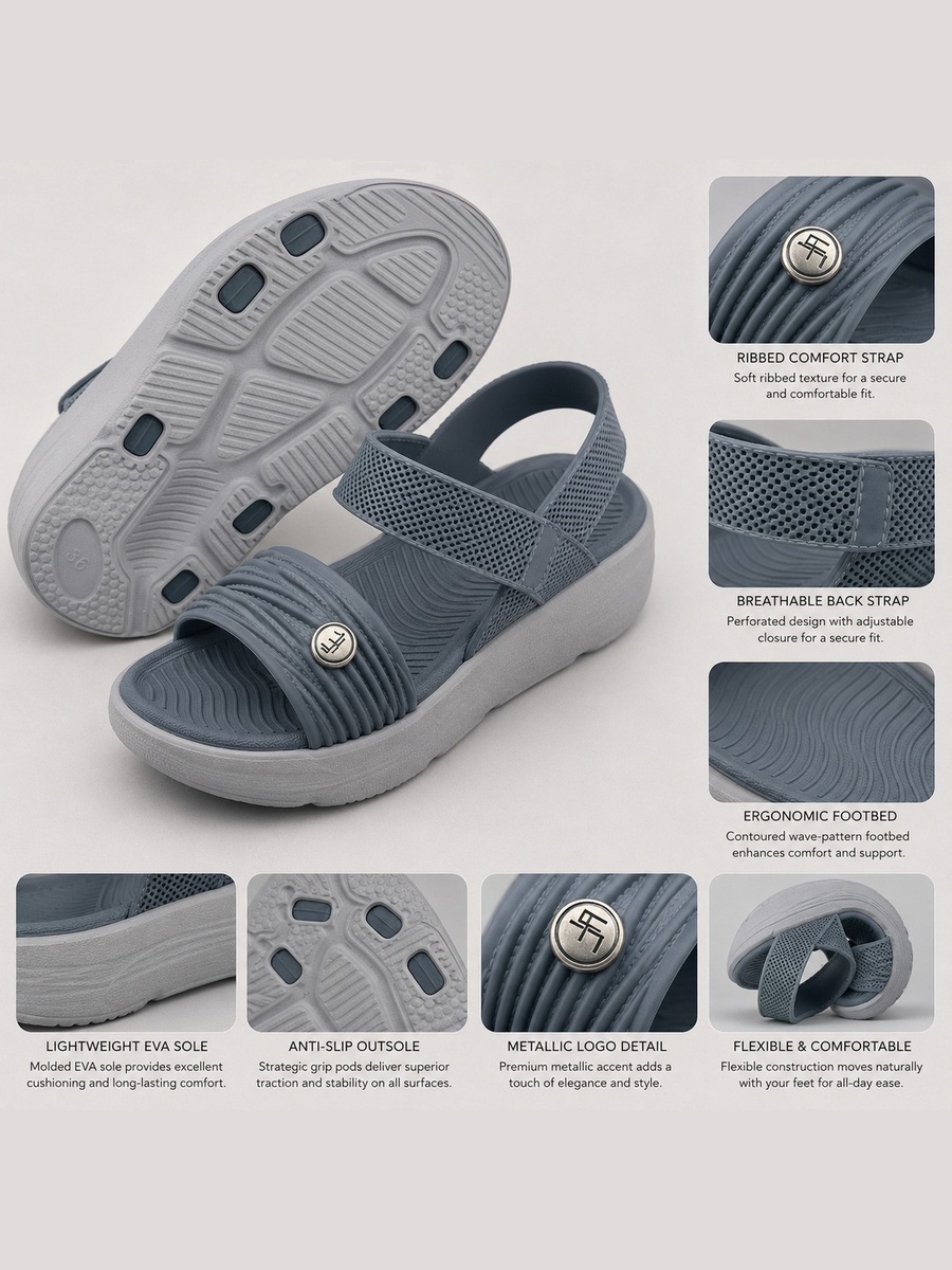 Grey Men Casual Comfort Sandals