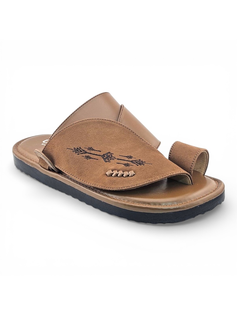 Brown Embroidered Arabic Sandals