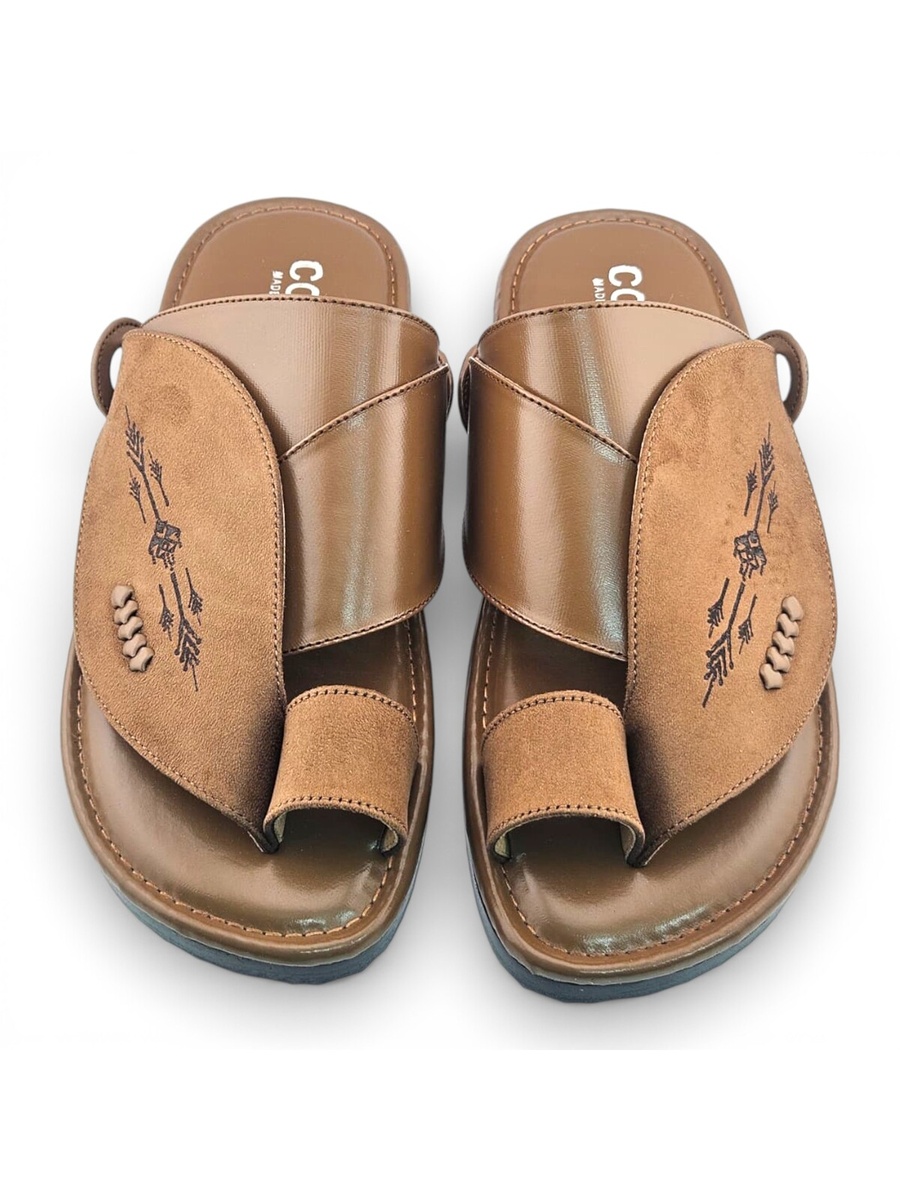 Brown Embroidered Arabic Sandals
