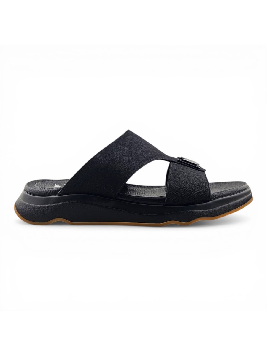 Men Black Leather Comfort Sandals