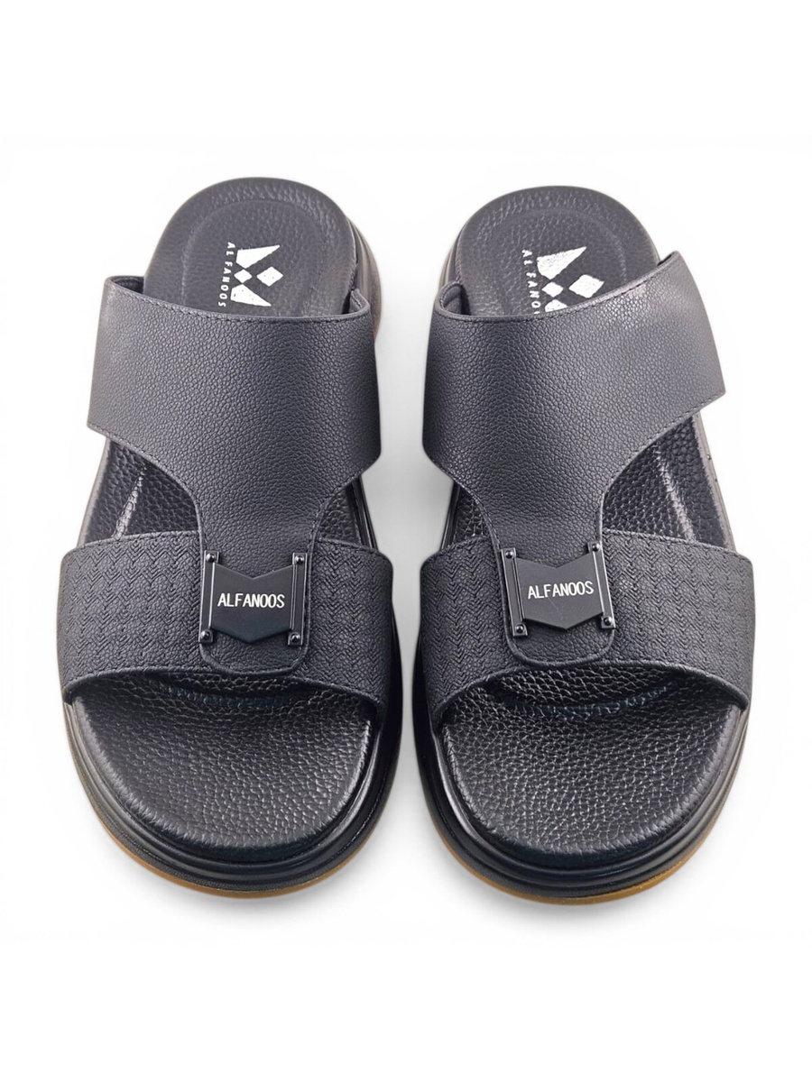 Men Black Leather Comfort Sandals