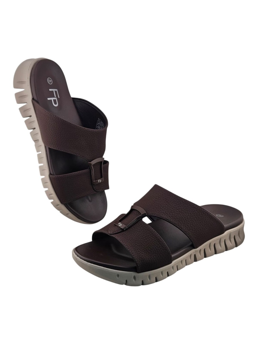 Men Coffee Brown Casual Leather Sandals