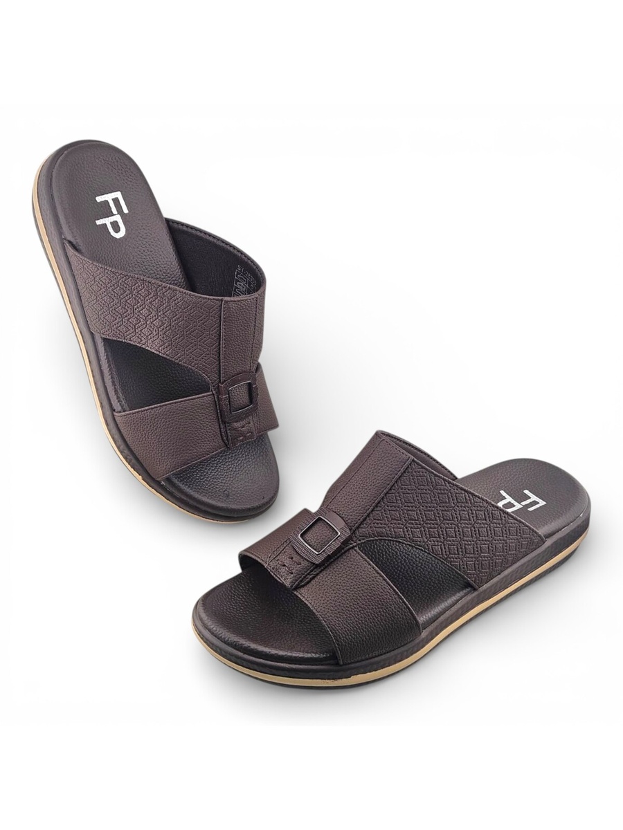 Men Coffee Brown Casual Slip-On Sandals