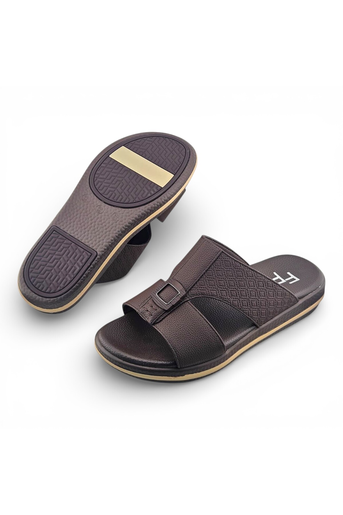 Men Coffee Brown Casual Slip-On Sandals