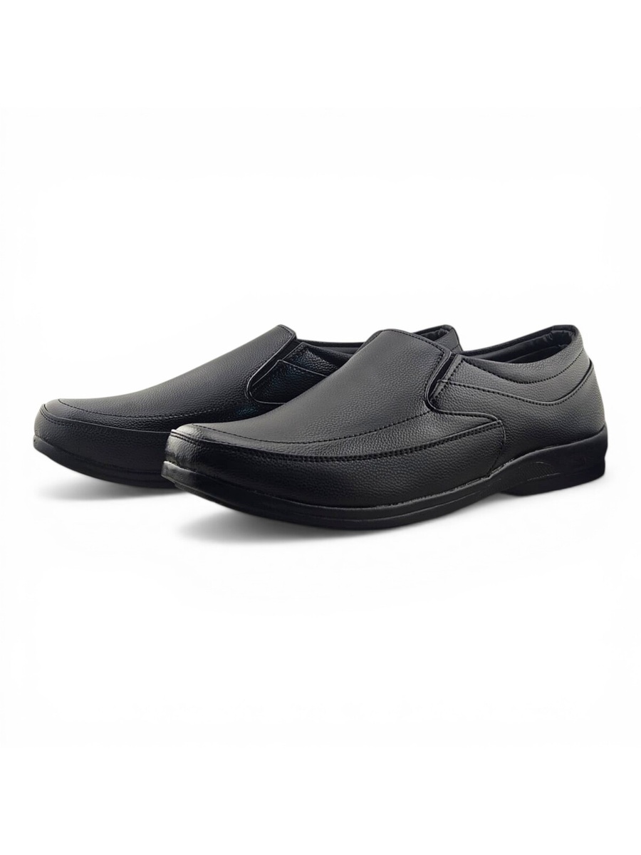 Men Black Slip-On Loafers - Elegant Formal Shoes