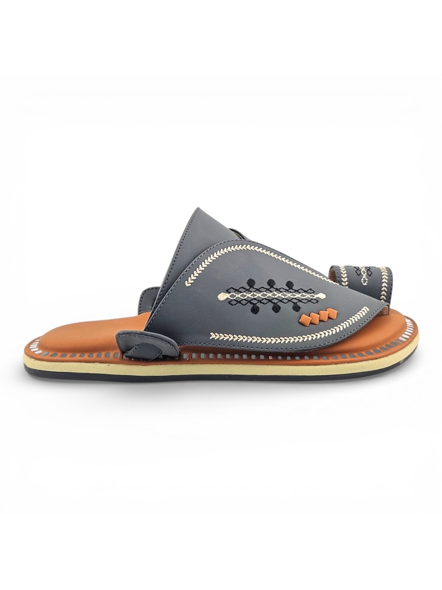 Grey Embellished Men Sandals