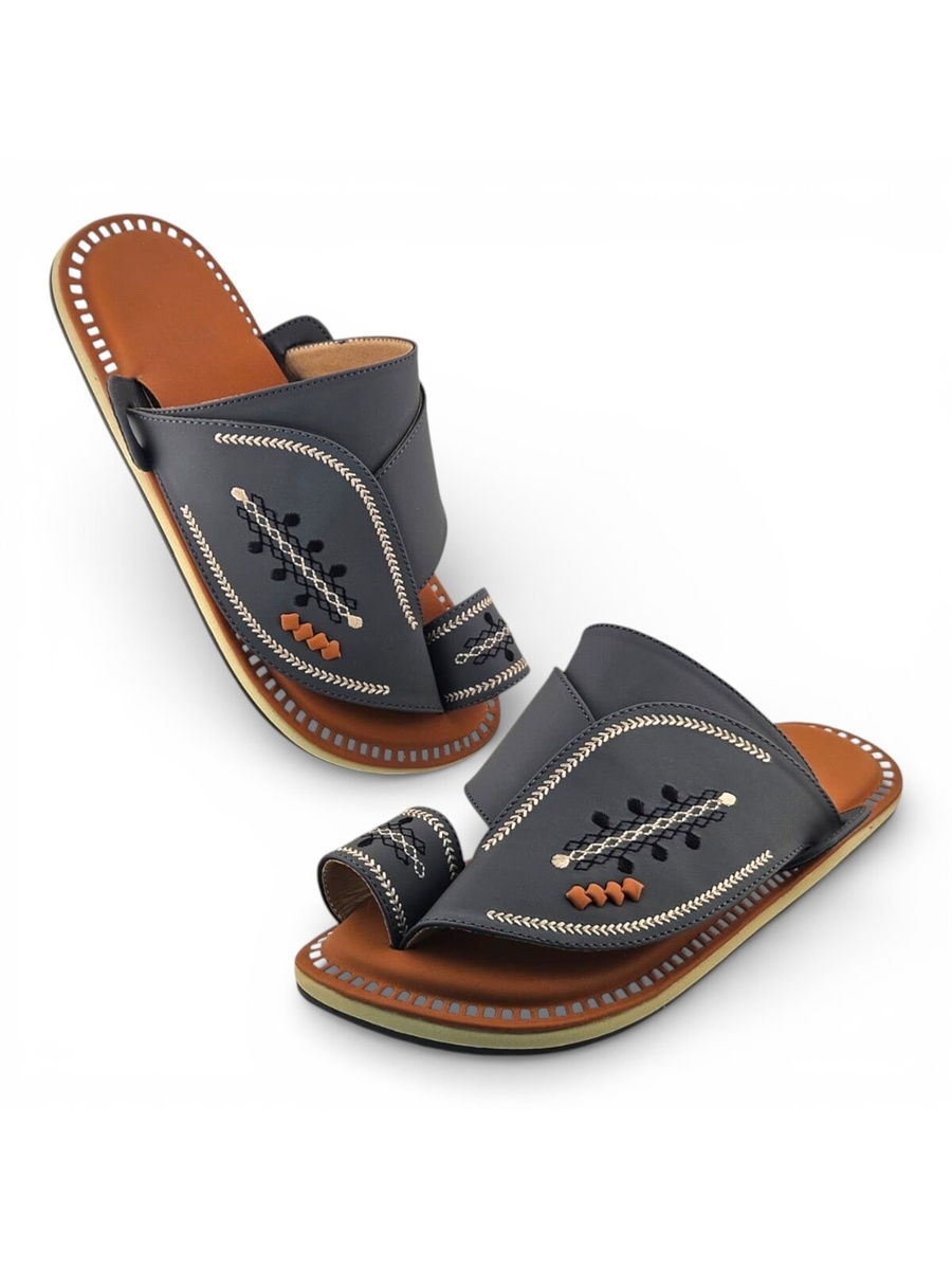 Grey Embellished Men Sandals