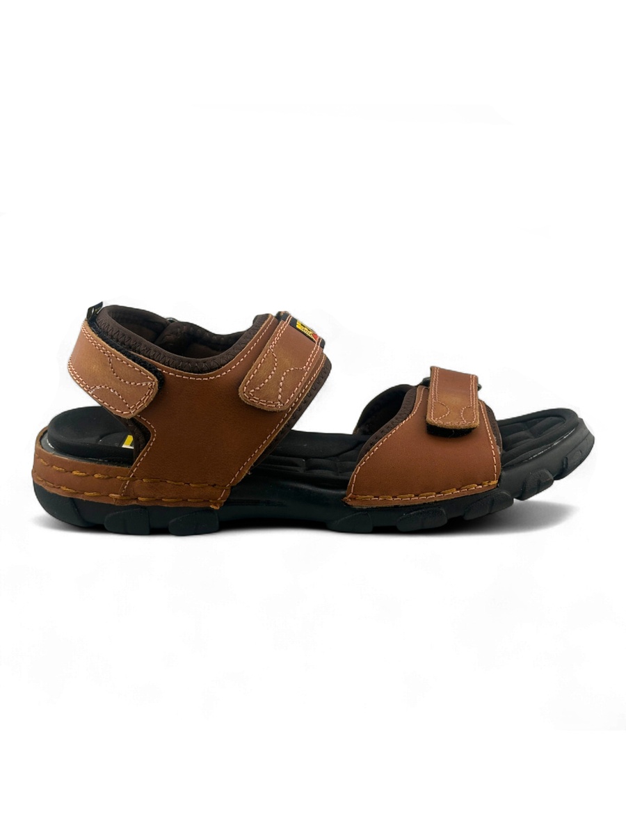 Men Casual Comfort Sandals - Brown Leather Adjustable Straps