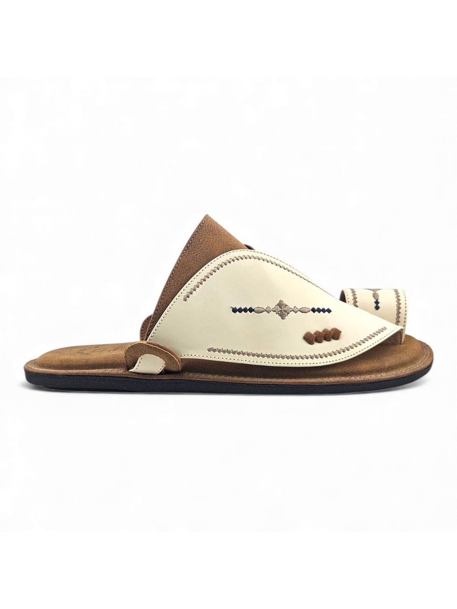 Men Premium Cream Leather Arabic Sandals