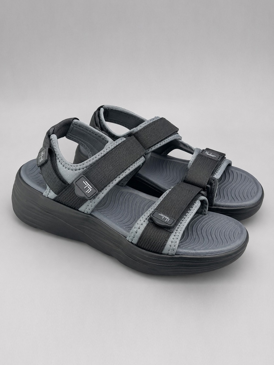 Men Black Adjustable Strap Comfort Sandals - Lightweight and Durable for Everyday Wear
