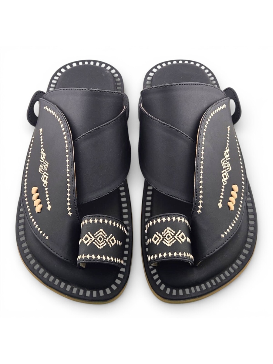 Men Black Mules - Traditional Emirati Comfort Sandals