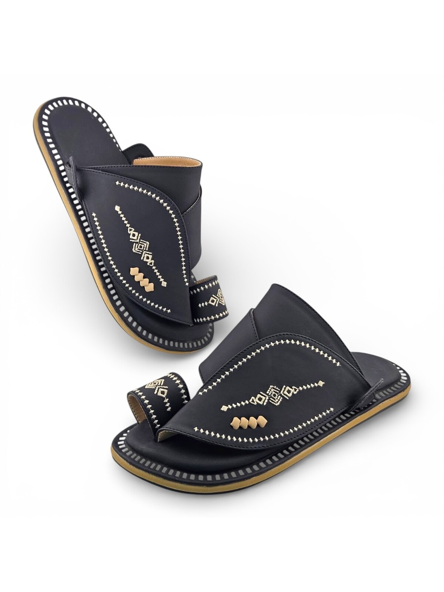 Men Black Mules - Traditional Emirati Comfort Sandals