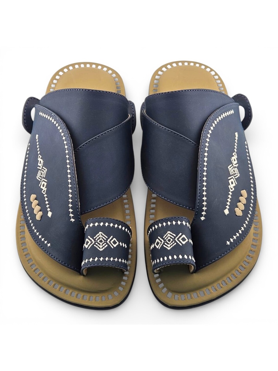 Men Navy Blue Comfort Mules Traditional Sandals