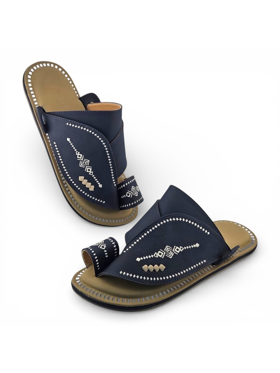 Men Navy Blue Comfort Mules Traditional Sandals