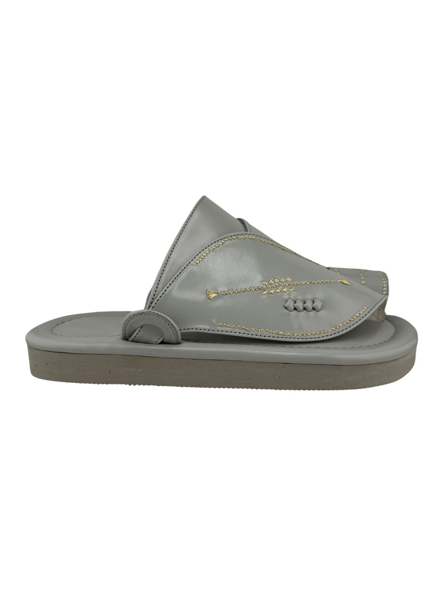 Grey Embroidered Arabic Sandals