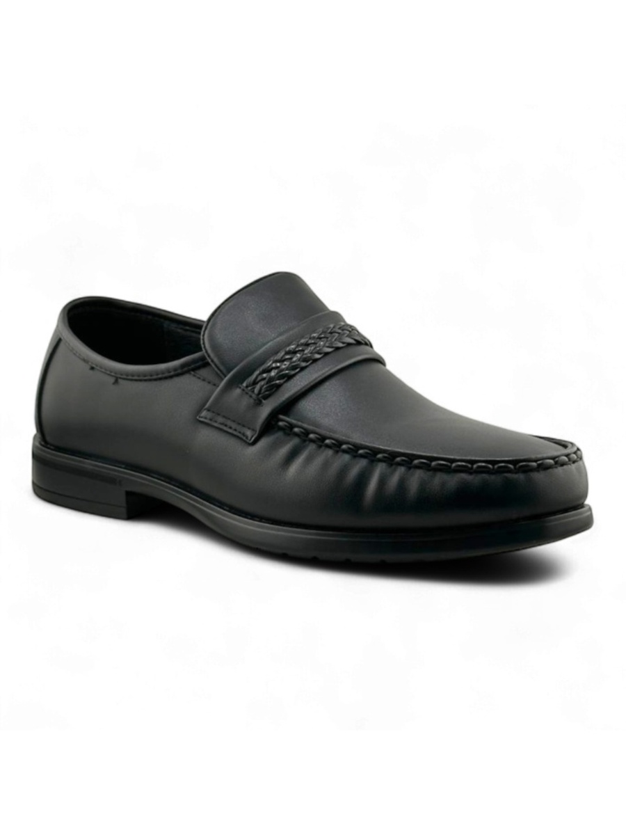 Black Men Casual Loafers with Braided Detail
