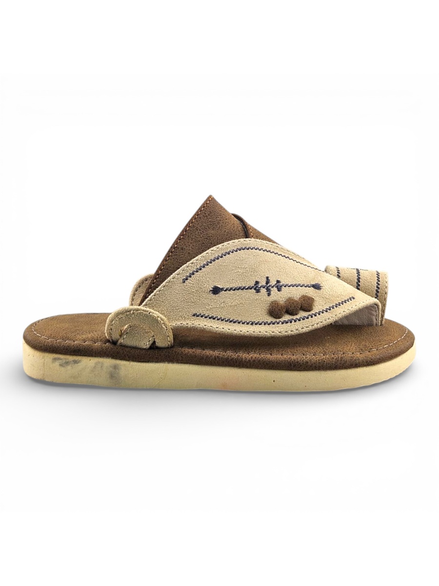 Boys Brown Color Block Strap Comfort Arabic Slippers