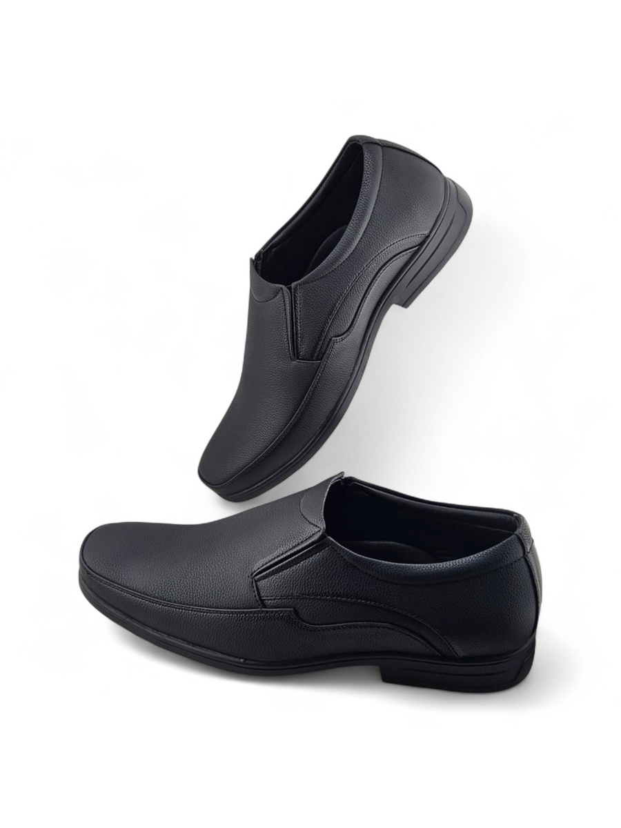 Men Black Leather Slip-On Loafers