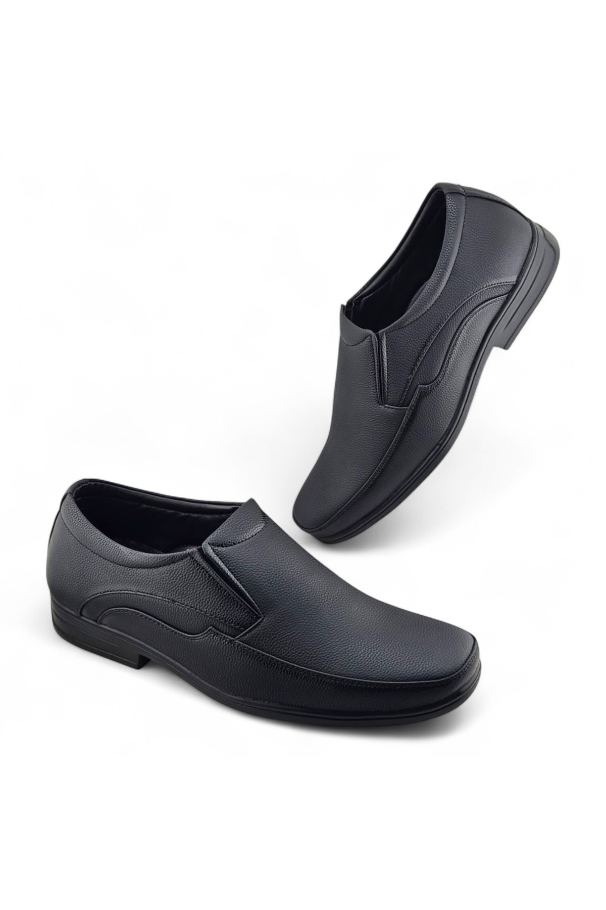 Men Black Leather Slip-On Loafers