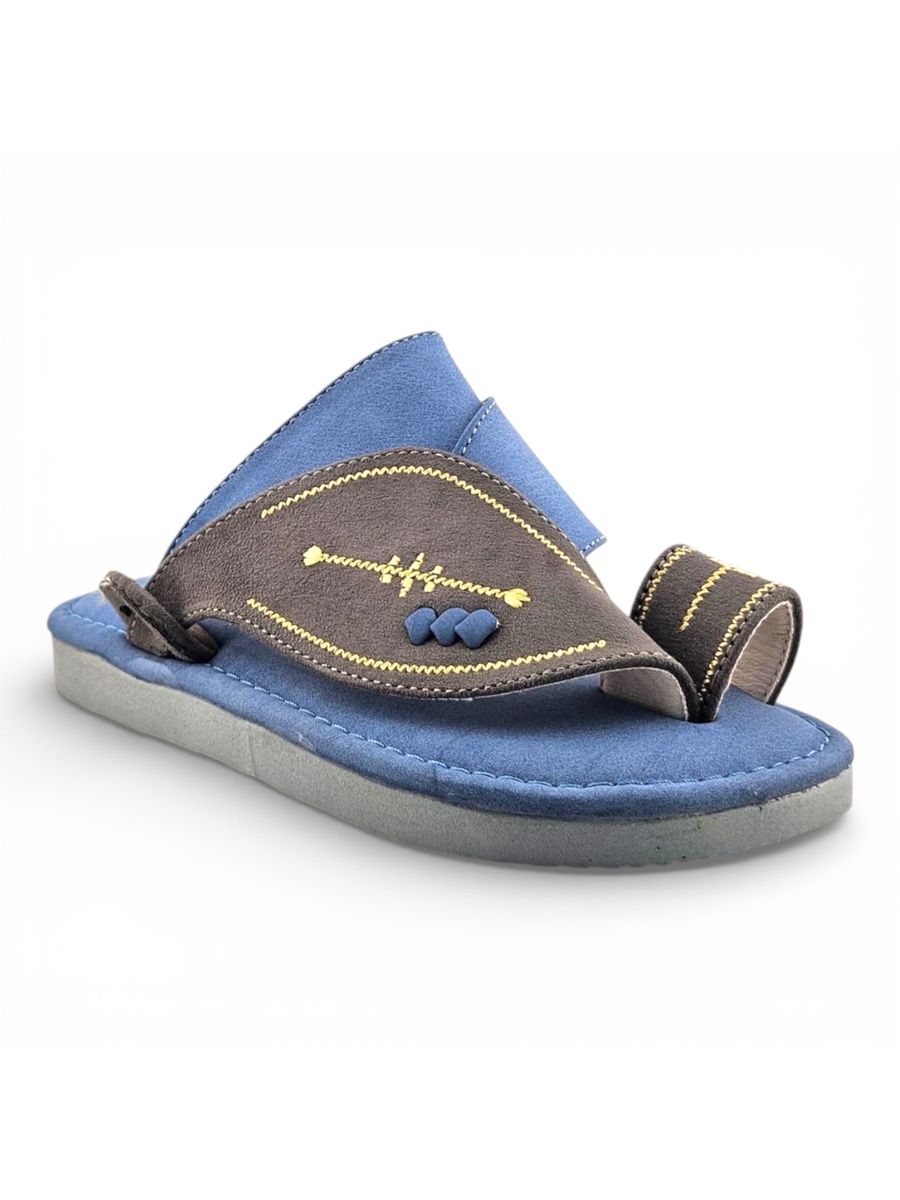 Boys Blue Color Block Strap Comfort Arabic Slippers