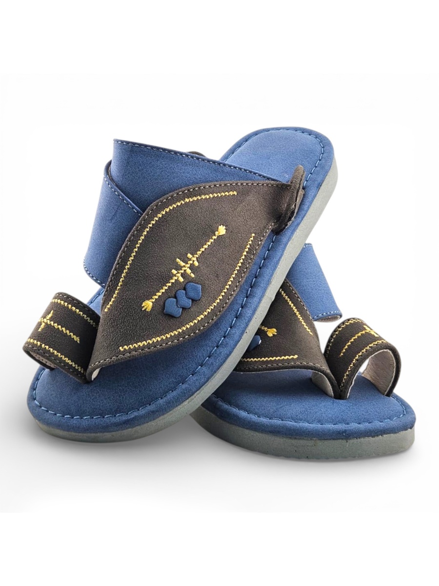 Boys Blue Color Block Strap Comfort Arabic Slippers