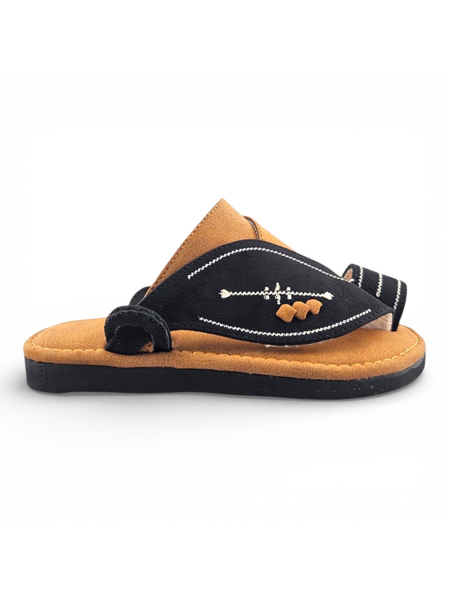 Boys Black Color Block Strap Comfort Arabic Slippers